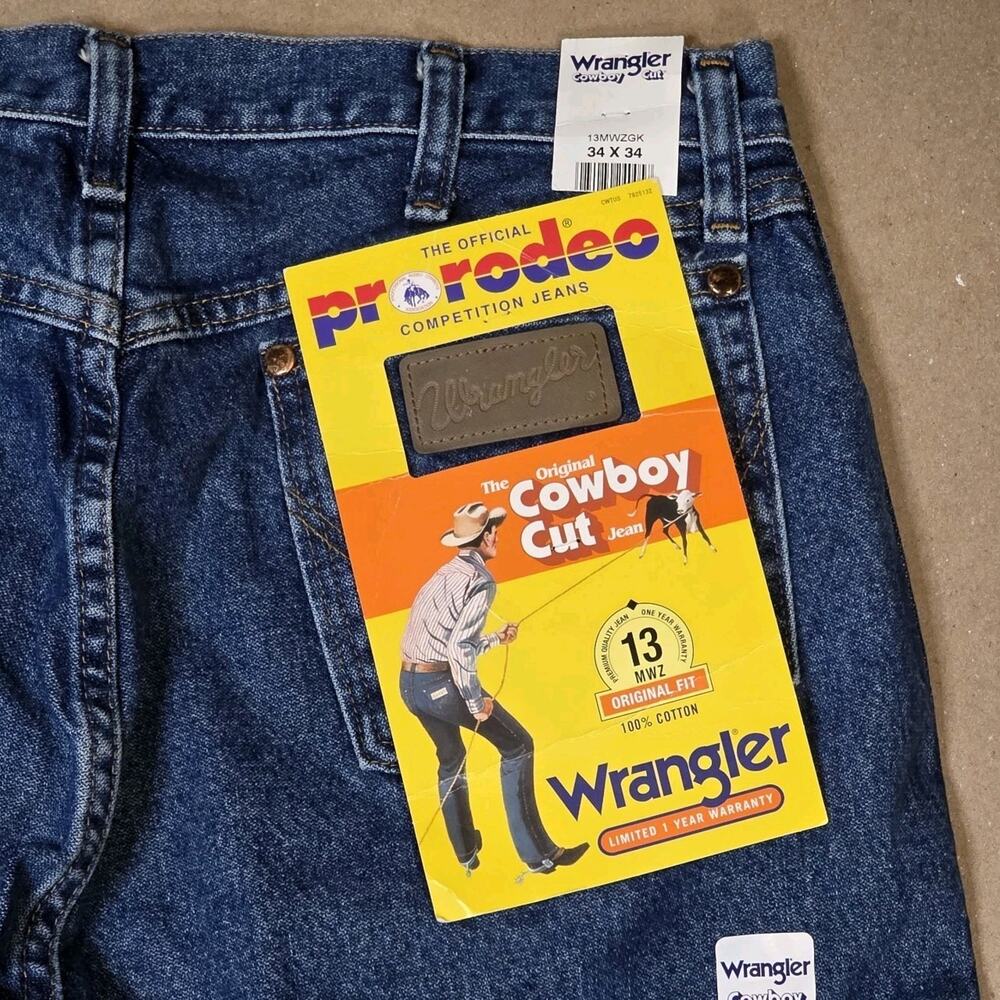 Wrangler Mens Cowboy Cut Original Fit Prewashed Indigo Jeans 34X34 NWT
